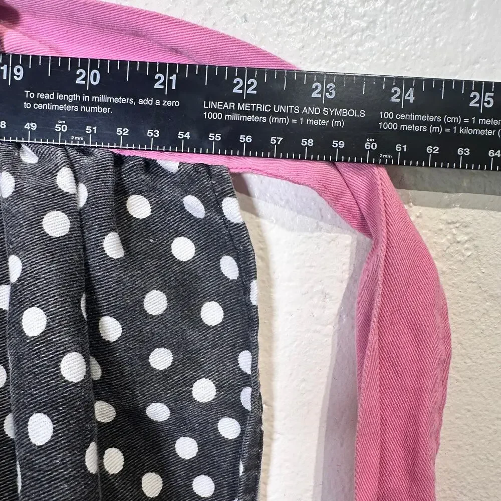 Polka Dot Half Apron Black White Pink Retro Cottage